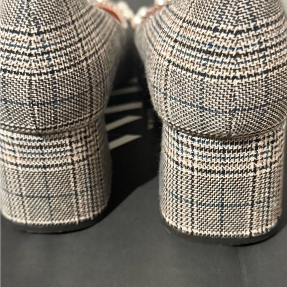 J. Crew Black and White Plaid Heels with Embellishments - Picture 2 of 4